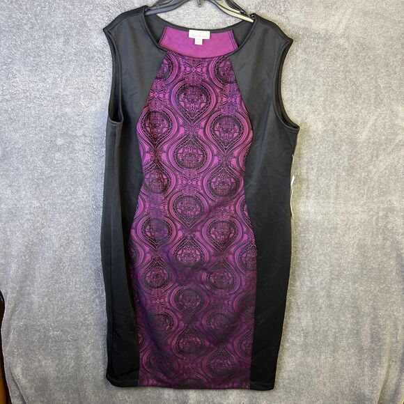 Olivia Mathews Plus Size 3X Purple and Black Dress Stylish Modern Cut Women's - Picture 1 of 10